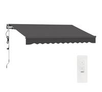 Outsunny Auvent électrique rétractable et manuel extérieur pour terrasse Gris 3 x 2,5 m
