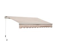Outsunny Auvent Manuel Rétractable 295x200 cm avec Manivelle en Métal Imperméable et Anti-UV pour Jardin Terrasse Beige