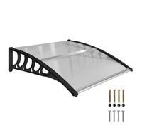 Outsunny Auvent pour Porte d'entrée - 103 x 96,5 x 27 cm - Auvent avec Protection UV - Protection Contre la Pluie - Protection Solaire pour l'extérieur - Aluminium Transparent
