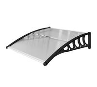 Outsunny Auvent pour Portes et Fenêtres 103x96,5 cm avec Panneaux en Polycarbonate Barrette en Aluminium Transparent