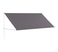 Outsunny Auvent Rétractable Manuel Aluminium Polyester Gris Foncé Anti-UV Inclinable 300x120cm Aosom France