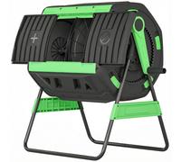 Outsunny Bac à compost, composteur à double chambre 200 L avec fentes d'aération réglables, sans BPA, Vert