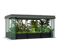 Outsunny Bac à fleurs surélevé en acier, bac à plantes, bac à fleurs avec filet de protection contre les oiseaux, protection solaire, bac de jardin pour balcon, terrasse, gris foncé, 230 x 110 x 110