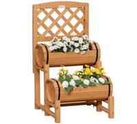 Bac à Fleurs surélevé Outsunny, bac à Fleurs en Bois avec Treillis, bac à Plantes au Design Rustique, bac à légumes pour Jardin, terrasse, Balcon, Jaune, 45 x 45 x 80 cm