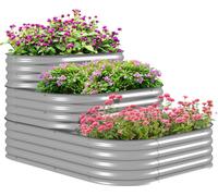 Outsunny Bac à fleurs surélevé en métal, à 3 niveaux, DIY bac à fleurs pour le jardin