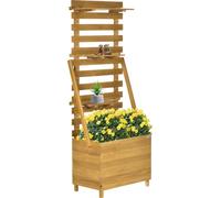 Outsunny Bac à plantes surélevé avec treillis, bac à plantes avec 3 étagères, pour le jardin, bois