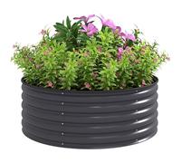 Outsunny Bac à plantes surélevé en acier, Bac à plantes précoce Bac de jardin empilable Bac à fleurs emboîtable Bac à plantes 120x120x43cm Bac à légumes pour jardin balcon terrasse, bac à plantes pour