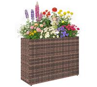 Outsunny, bac de culture surélevé pour l'extérieur, capacité 45 litres, en rotin synthétique, avec trous de drainage et pieds réglables, couleur marron