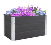 Outsunny Bac à fleurs surélevé en aluminium, bac à fleurs, résistant aux intempéries, sans fond, 100x50x55,5cm pour terrasse, balcon, bac à fleurs pour fleurs, plantes, Gris