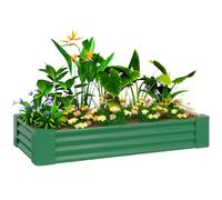 Outsunny Bac de Jardin Surélevé en Acier Galvanisé, 180x90x30 cm, Vert | avec Barres de Renfort, Jardinière Surélevée Extérieure, Fond Ouvert, pour Légumes, Fleurs, Herbes