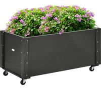 Outsunny Bac de jardin surélevé en bois massif, bac de plantation avec roulettes, bac de jardin précoce, bac à fleurs, bac à plantes 89x48x47cm pour jardin, terrasse, bac à fleurs pour plantes grimpan