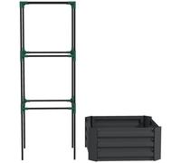 Outsunny Bac surélevé avec treillis Bac à plantes avec treillis de soutien, fond ouvert, résistant aux intempéries, 61 cm x 61 cm x 140 cm, gris foncé