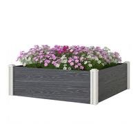 Outsunny Bac surélevé de jardin en vinyle, 102x102x33 cm, kit modulaire avec pieds emboîtables et fond ouvert, jardinière potager surélevée d'extérieur pour fleurs, herbes et légumes, Gris foncé