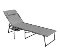 Outsunny Bain de Soleil Chaise Longue Pliante Plateau 60x190x31cm Gris | Appuie-Tête, Poche Latérale, Transat Inclinable, Oxford 600D, Transat Jardin Extérieur, Camping Piscine Terrasse