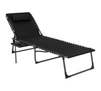Bain de soleil pliante - Outsunny - dossier réglable sur 5 niveaux, plateau, appuie-tête, poche latérale - 60 x 190 x 31 cm - noir