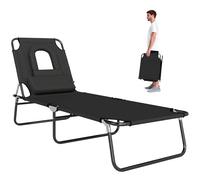 Bain de soleil - Outsunny - pliable transat inclinable 4 positions 3 coussins fournis - métal - noir