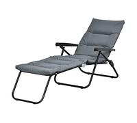 Outsunny – Chaise longue pliable 6 positions matelas et accoudoirs Acier Gris 153x58x89cm