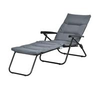 Outsunny – Chaise longue pliable 6 positions matelas et accoudoirs Acier Gris 153x58x89cm
