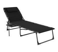 Outsunny Bain de soleil pliante dossier réglable sur 5 niveaux, plateau, appuie-tête, poche latérale 60 x 190 x 31 cm, noir