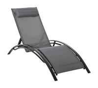 Outsunny Bain de Soleil transat de Jardin Chaise Longue Design Contemporain inclinable Multi-Positions tétière Amovible Incluse alu textilène dim. 171L x 64l x 82H cm Gris