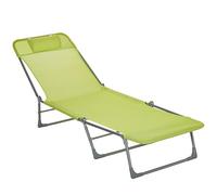 Outsunny Bain de Soleil transat Chaise Longue inclinable Pliable avec Oreiller Dossier réglable sur 5 Niveaux dim. 182L x 56l x 28H cm Vert