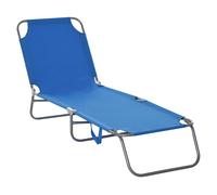 Outsunny Bain de Soleil transat Chaise longue Pliable Dossier réglable Multipositions métal et Polyester Bleu