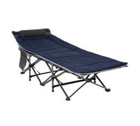 Outsunny Bain de soleil transat chaise longue pliable matelas à double oreiller pochette latérale sac de rangement intégrée