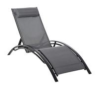 Outsunny Bain de Soleil transat de Jardin Chaise Longue Design Contemporain inclinable Multi-Positions tétière Amovible Incluse alu textilène dim. 171L x 64l x 82H cm Gris