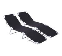 Outsunny Bain de Soleil transat Pliable Dossier réglable Multipositions métal et Polyester Noir
