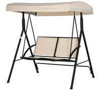 Outsunny Balancelle à 2 Places de Jardin avec Auvent Réglable, 140x118x162cm Beige