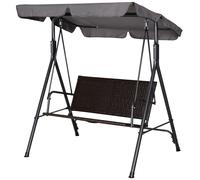 Outsunny Balancelle de Jardin 2 Places avec Toit Réglable, 140x110x151 cm, Marron et Gris