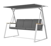 Outsunny Balancelle de Jardin 3 Places 205L x 130l x 175H cm Gris Foncé | Toit Inclinaison Réglable, Matelas Fourni, Cadre en Acier