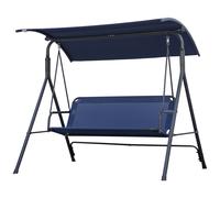Outsunny Balancelle de Jardin 3 Places avec Auvent Ajustable, Tissu Oxford et Acier, Bleu Foncé