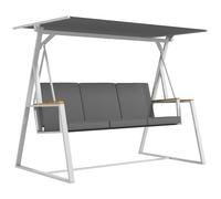 Outsunny Balancelle de jardin 3 places avec toit inclinaison réglable matelas fourni cadre en acier dim. 205L x 130l x 175H cm gris foncé