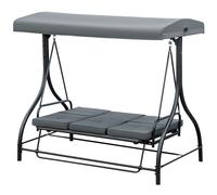 Outsunny Balancelle de Jardin 3 Places Convertible Inclinaison Toit réglable Matelas Grand Confort Rembourrage 7 cm fourni