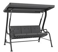Outsunny Balancelle de Jardin 3 Places Grand Confort Acier Époxy Gris Noir | Toit Inclinaison Réglable, Épais Coussins Amovibles, Polyester