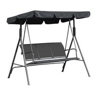 Outsunny Balancelle de Jardin 3 Places Grand Confort Toit imperméabilisé Inclinaison réglable Assise et Dossier Ergonomique Acier textilène Gris