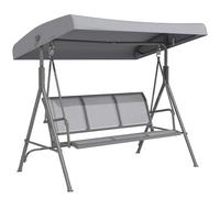 Outsunny Balancelle de Jardin 3 Places Grand Confort Toit Inclinaison réglable Assise et Dossier Ergonomique Acier textilène Gris