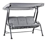 Outsunny Balancelle de Jardin 3 Places Grand Confort Toit Inclinaison réglable épais Coussins Amovibles Polyester Acier époxy Gris