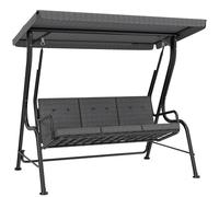 Outsunny Balancelle de Jardin 3 Places Grand Confort Toit Inclinaison réglable épais Coussins Amovibles Polyester Acier époxy Gris Noir