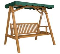 Outsunny Balancelle de Jardin 3 Places Toit imperméabilisé 2 tablettes Support 1,95L x 1,33l x 1,86H m Charge Max. 360 Kg Bois de pin Vert