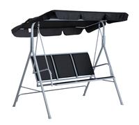 Outsunny Balancelle de Jardin 3 Places Toit imperméabilisé Inclinaison réglable Assise et Dossier Ergonomique 1,7L x 1,1l x 1,53H m Noir