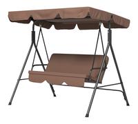 Outsunny Balancelle de jardin 3 places toit inclinaison réglable coussins 172 x 110 x 153 cm acier noir polyester marron