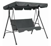 Outsunny Balancelle de Jardin 3 Places Toit Inclinaison réglable Coussins Assise et Dossier 1,72L x 1,1l x 1,53H m Acier Noir Polyester Gris
