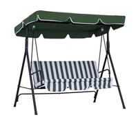 Outsunny Balancelle de Jardin 3 Places Toit Inclinaison réglable Coussins Assise et Dossier 1,72L x 1,1l x 1,53H m Acier Noir Polyester Vert