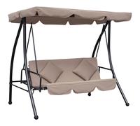 Outsunny Balancelle de Jardin Convertible 3 Places Inclinaison Toit réglable Matelas fourni 2L x 1,25l x 1,7H m métal Polyester Noir et Beige