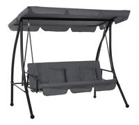 Outsunny Balancelle de Jardin Convertible 3 Places Grand Confort Inclinaison Toit réglable Matelas fourni 2L x 1,25l x 1,7H m métal Polyester Noir Anthracite