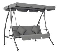 Outsunny Balancelle de Jardin Convertible 3 Places Grand Confort Inclinaison Toit réglable Matelas fourni 2L x 1,25l x 1,7H m métal Polyester Noir Gris Clair