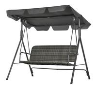 Outsunny Balancelle de Jardin Extérieur de 3 Places avec Auvent Réglable Siège en Rotin PE et Reposabrazos 167x112x153 cm Gris