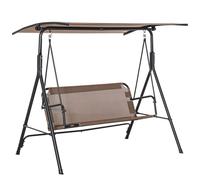 Outsunny Balancelle Hollywood 2 Places Extérieure Chaise Longue Résistante aux UV Cadre en Métal de qualité ajustable Angle Auvent Marron